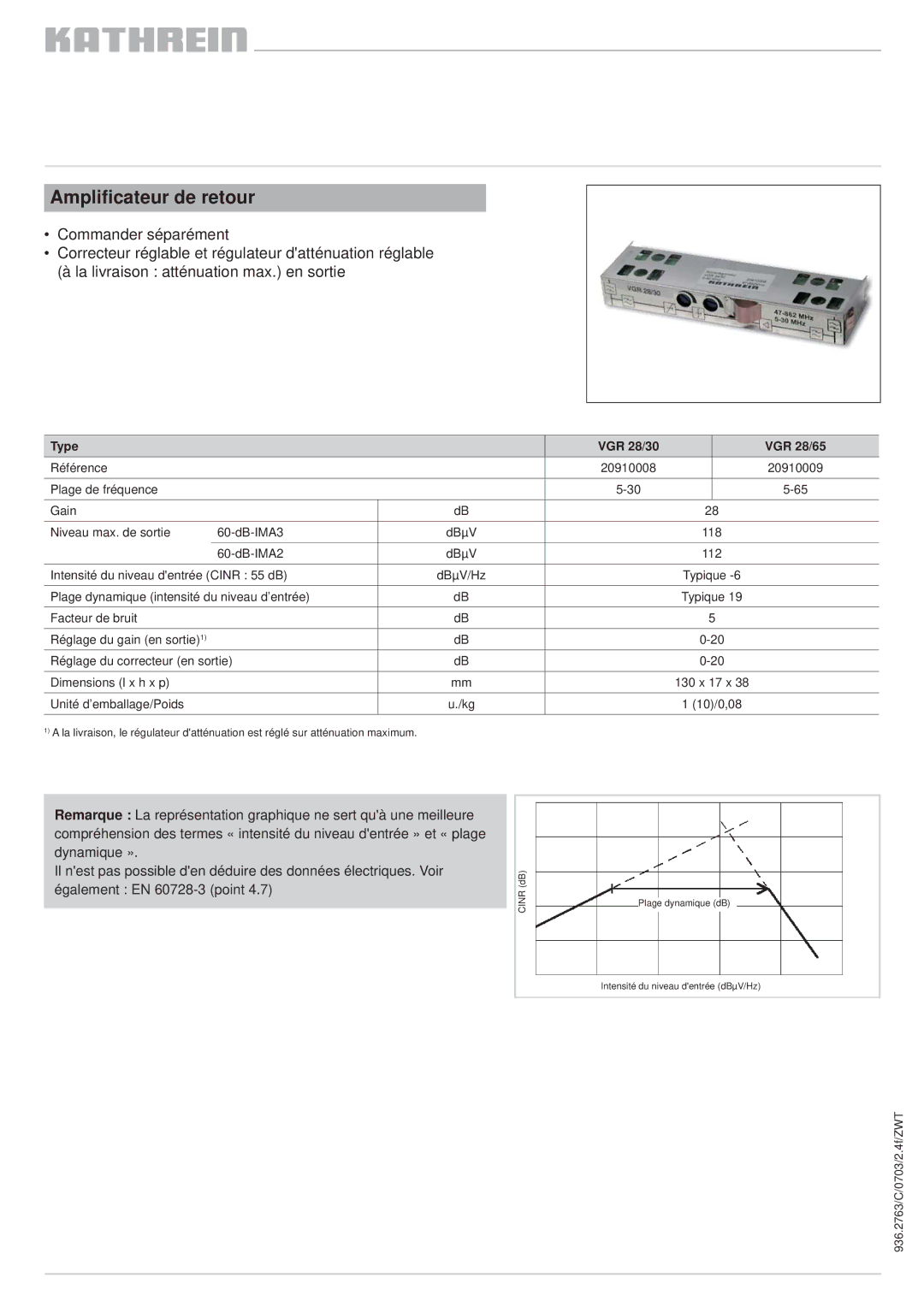 Kathrein VOS 40/F, VOS 30/F manual 20910008 20910009 118 112 Typique 130 x 17 x 10/0,08 