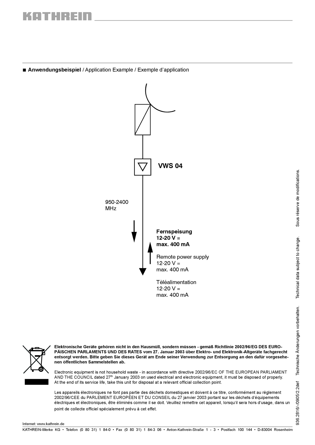 Kathrein VWS 04 dimensions Vws 