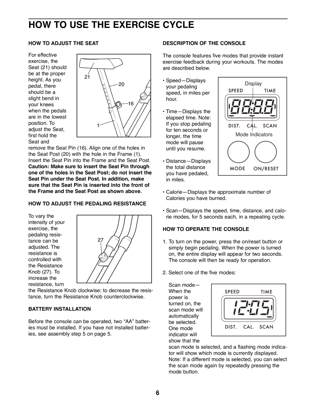 Kathy Ireland Home WLEX30380 manual HOW to USE the Exercise Cycle 