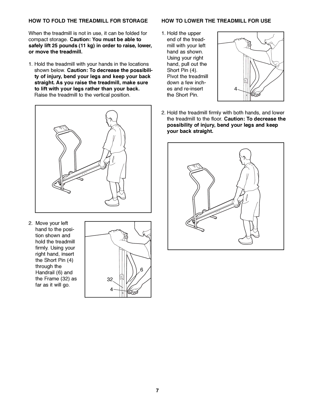 Kathy Ireland Home WLTL23180 manual HOW to Fold the Treadmill for Storage, HOW to Lower the Treadmill for USE 