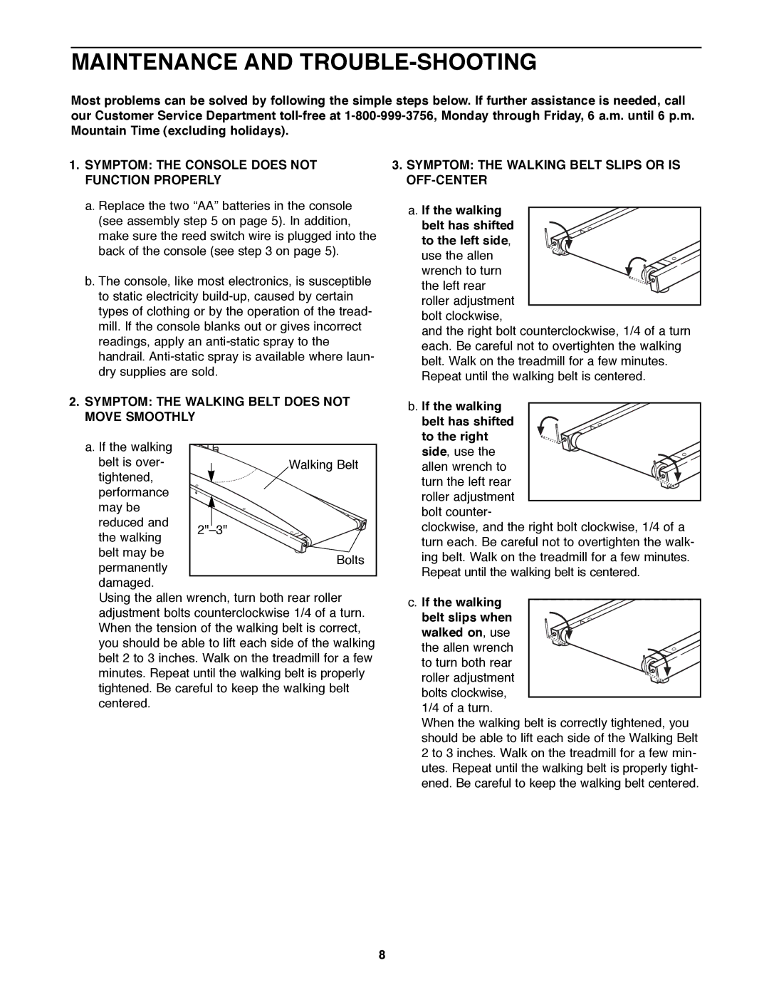 Kathy Ireland Home WLTL23180 manual Maintenance and TROUBLE-SHOOTING, Symptom the Console does not Function Properly 