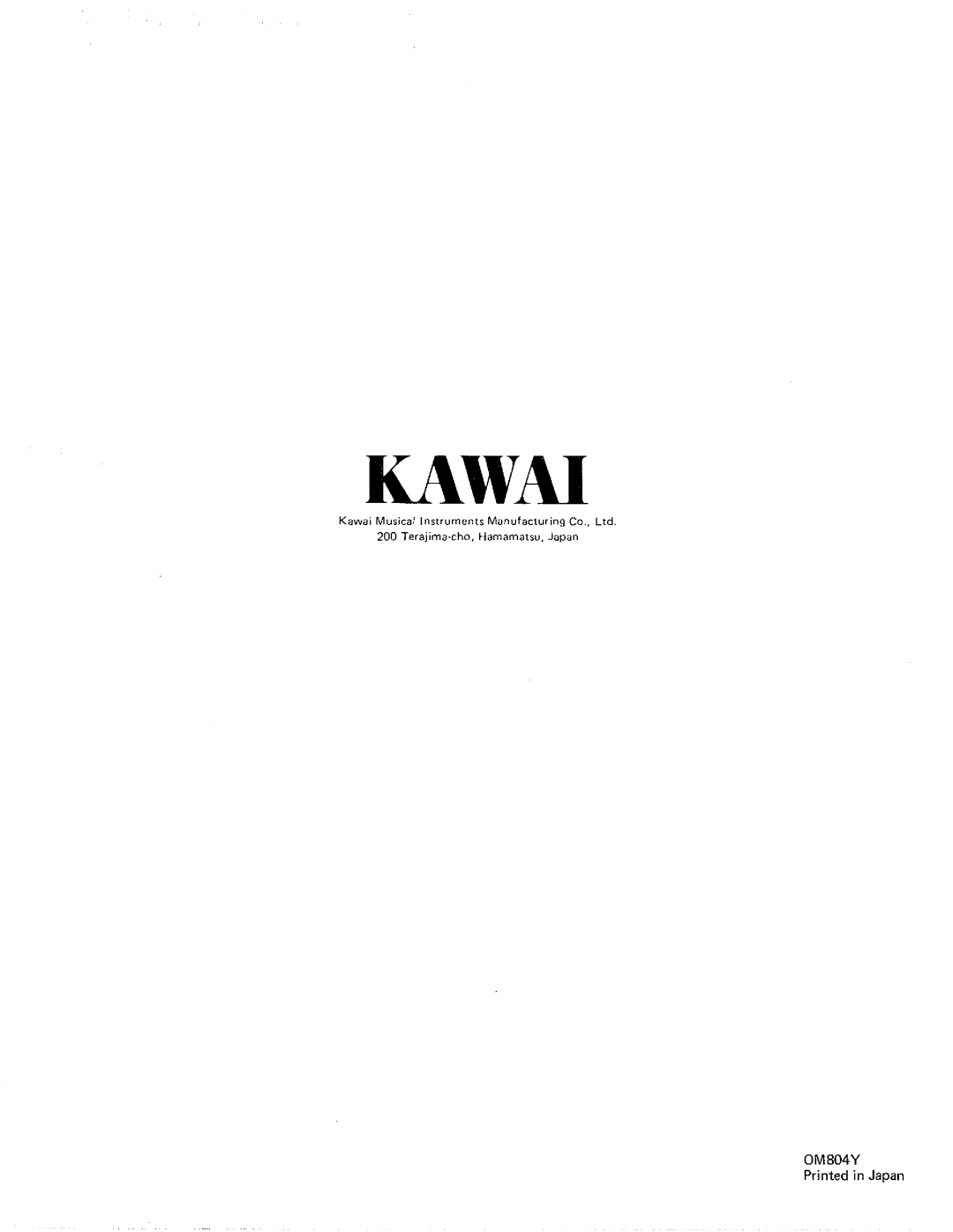 Kawai 2000 manual 