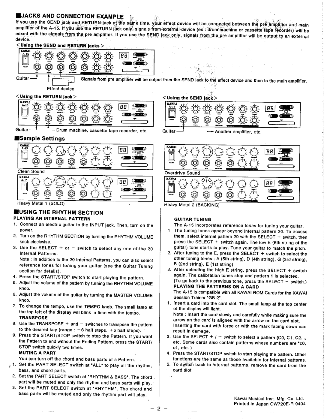 Kawai A-15 manual 