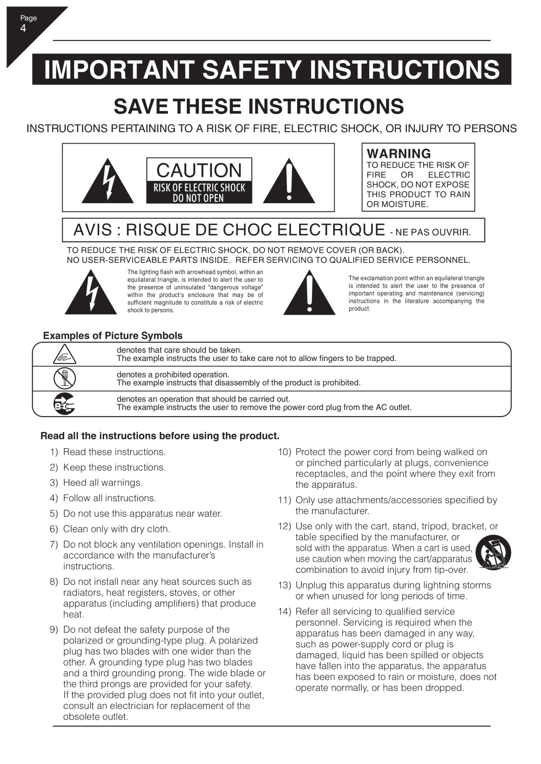 Kawai CA 111 manual Important Safety Instructions 