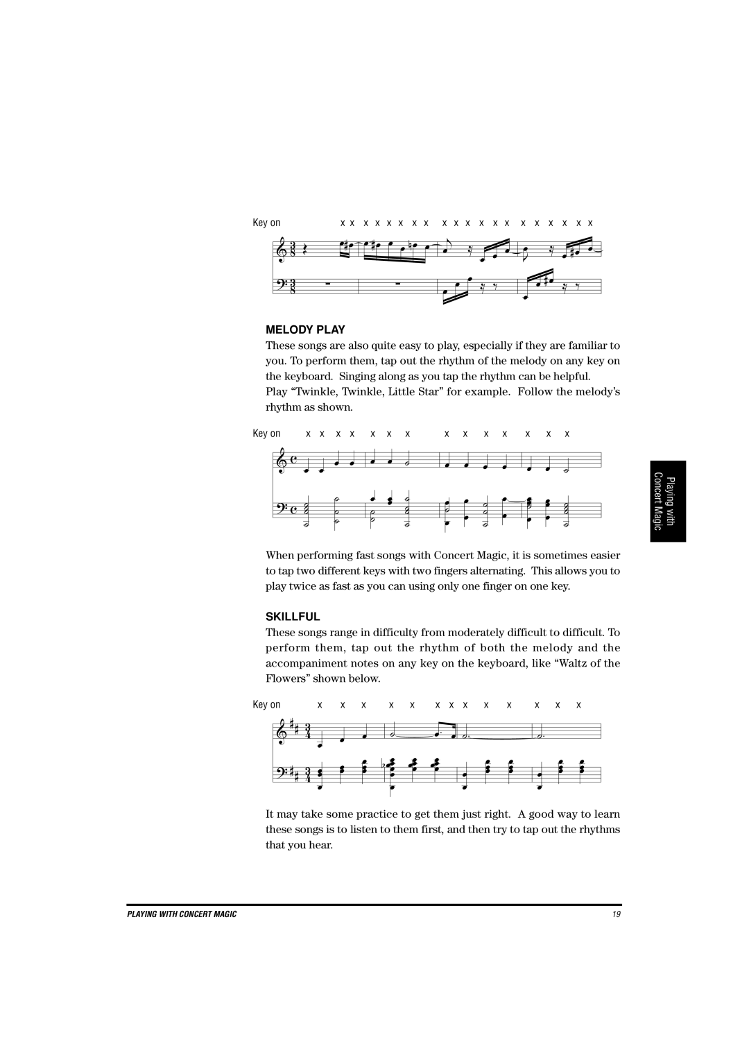 Kawai CA-X manual Melody Play, Skillful 