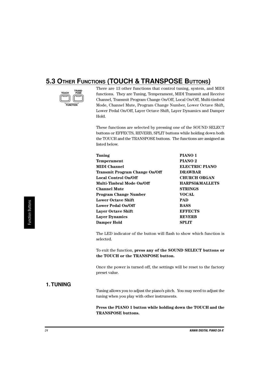 Kawai CA-X manual Tuning 