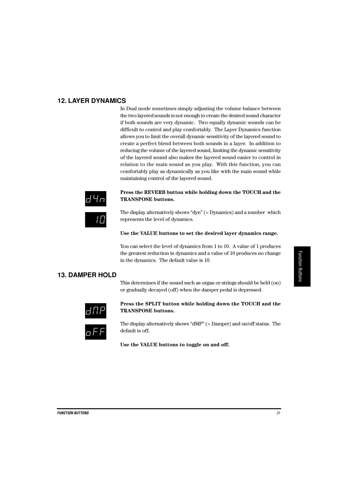 Kawai CA-X manual Layer Dynamics, Damper Hold 