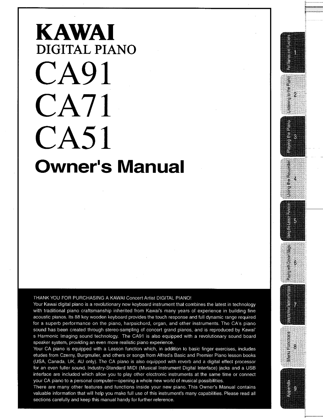 Kawai CA91, CA71, CA51 manual 