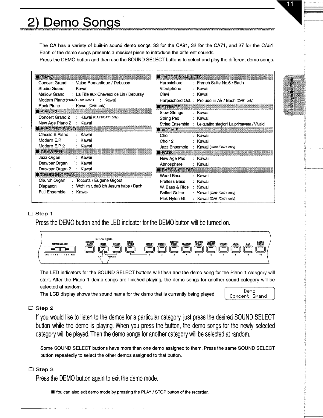 Kawai CA51, CA71, CA91 manual 