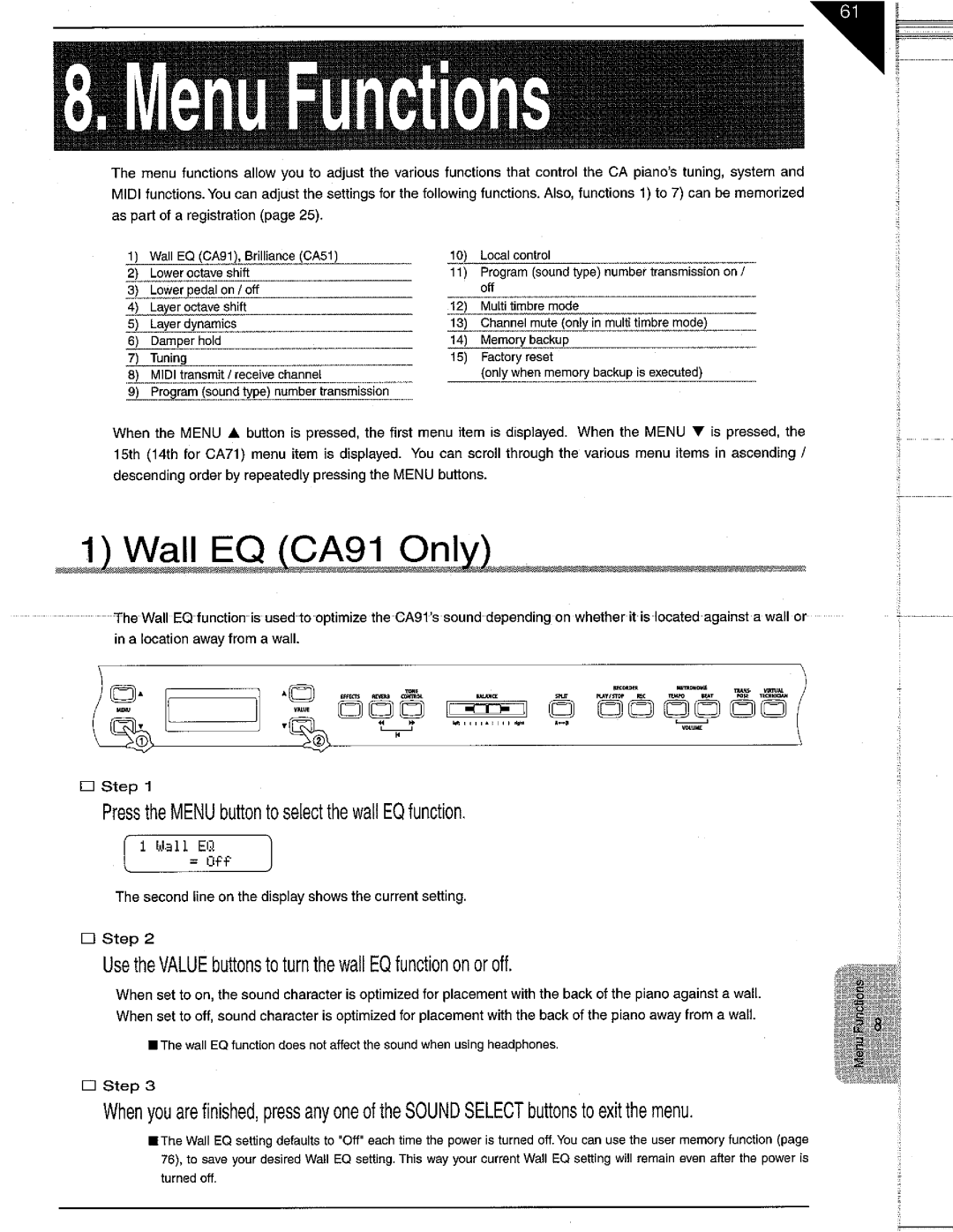 Kawai CA91, CA71, CA51 manual 