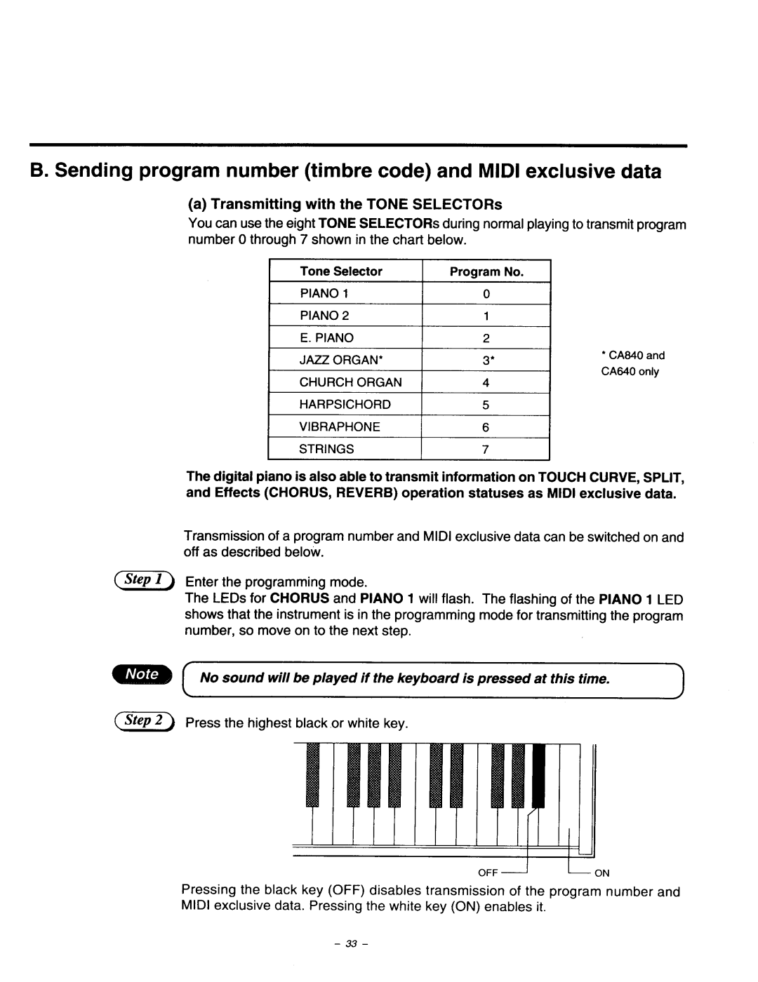 Kawai CA640, CA840, CA440 manual 