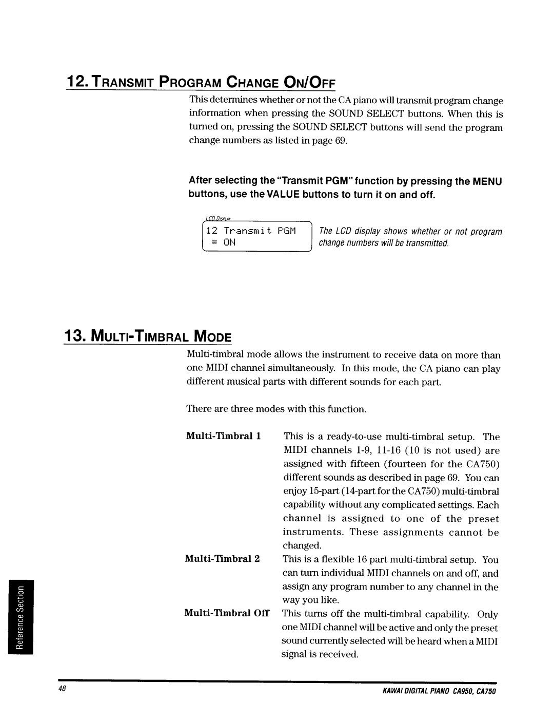Kawai CA950, CA750 manual 