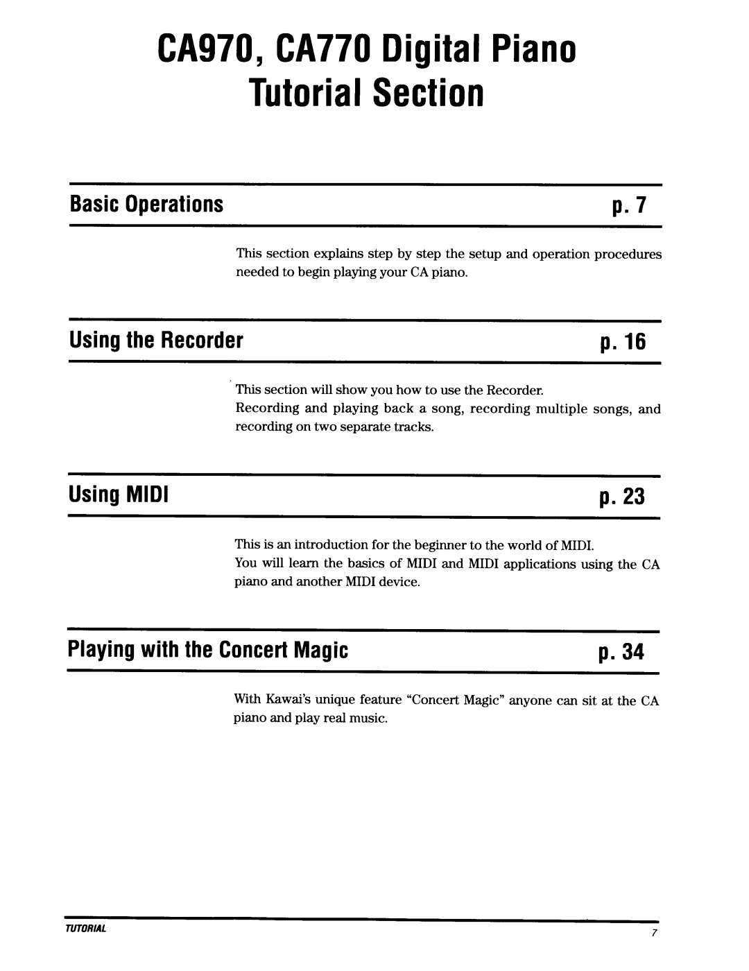 Kawai CA770, CA970 manual 