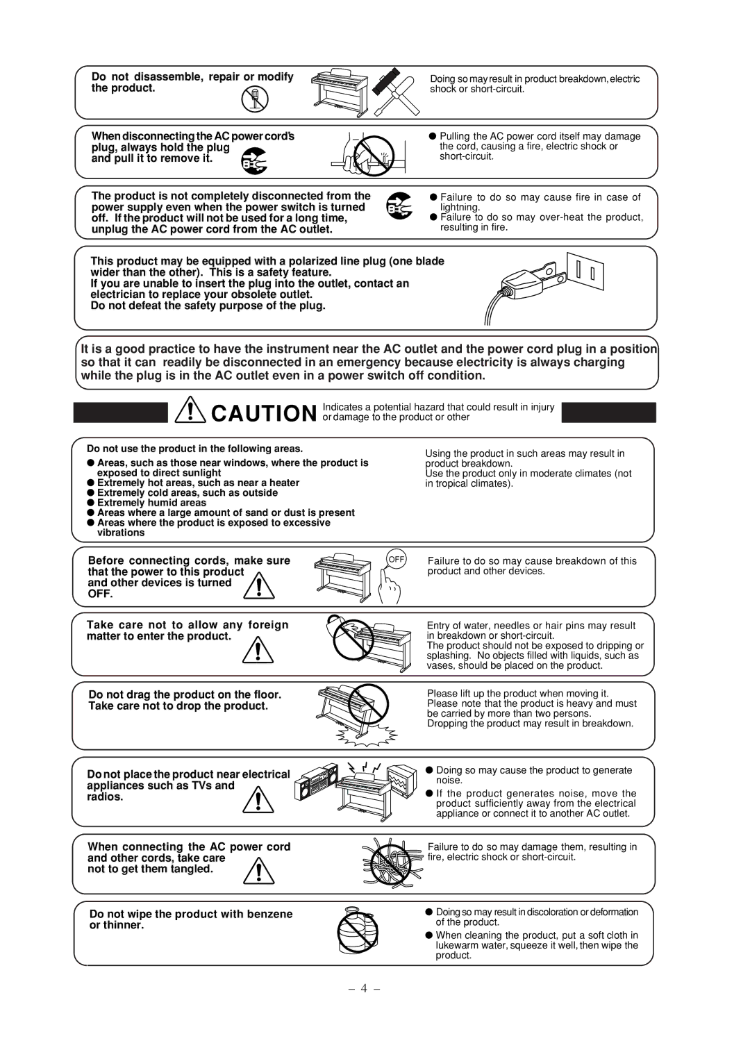 Kawai CL25 manual Off 