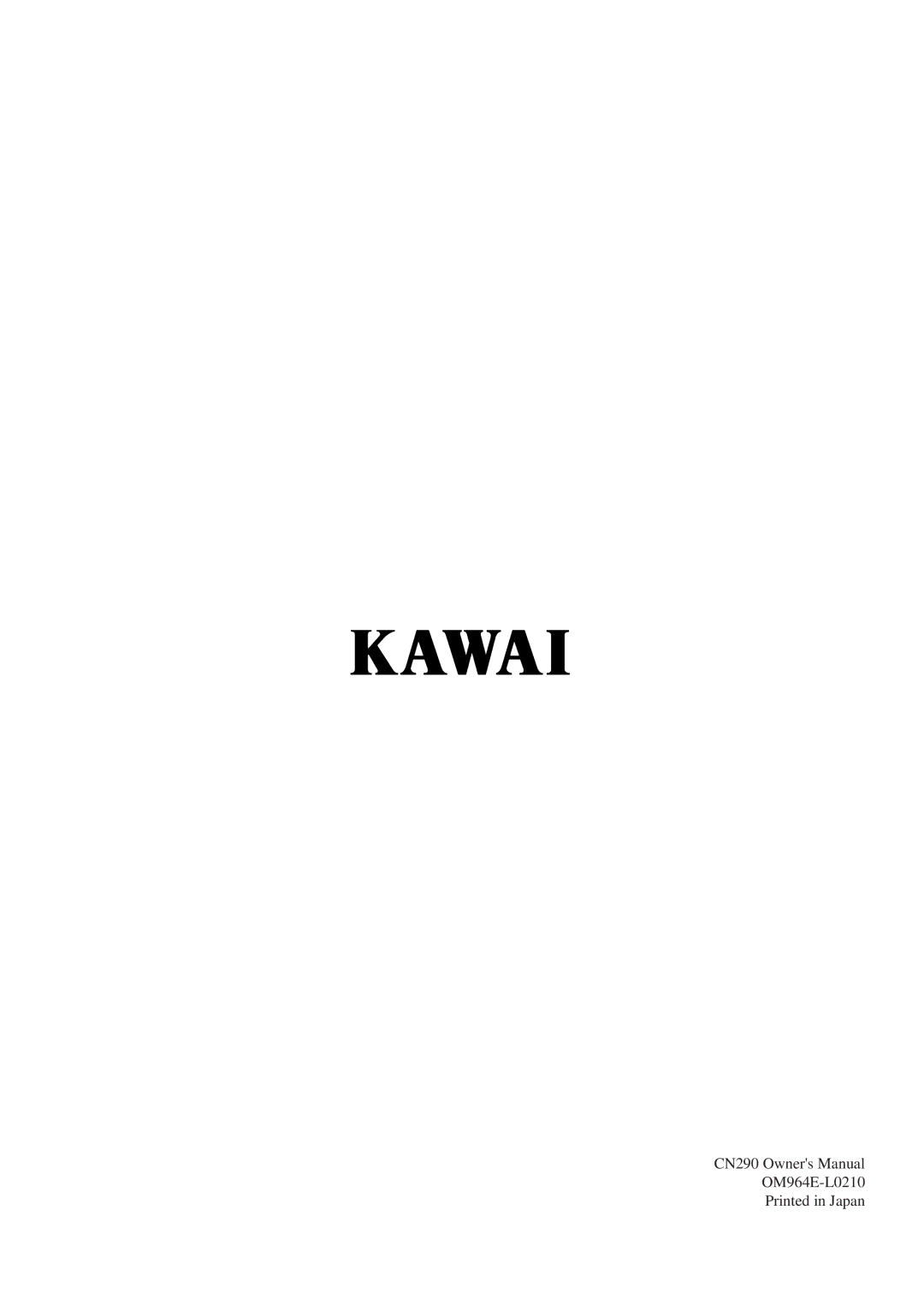 Kawai CN290 manual 