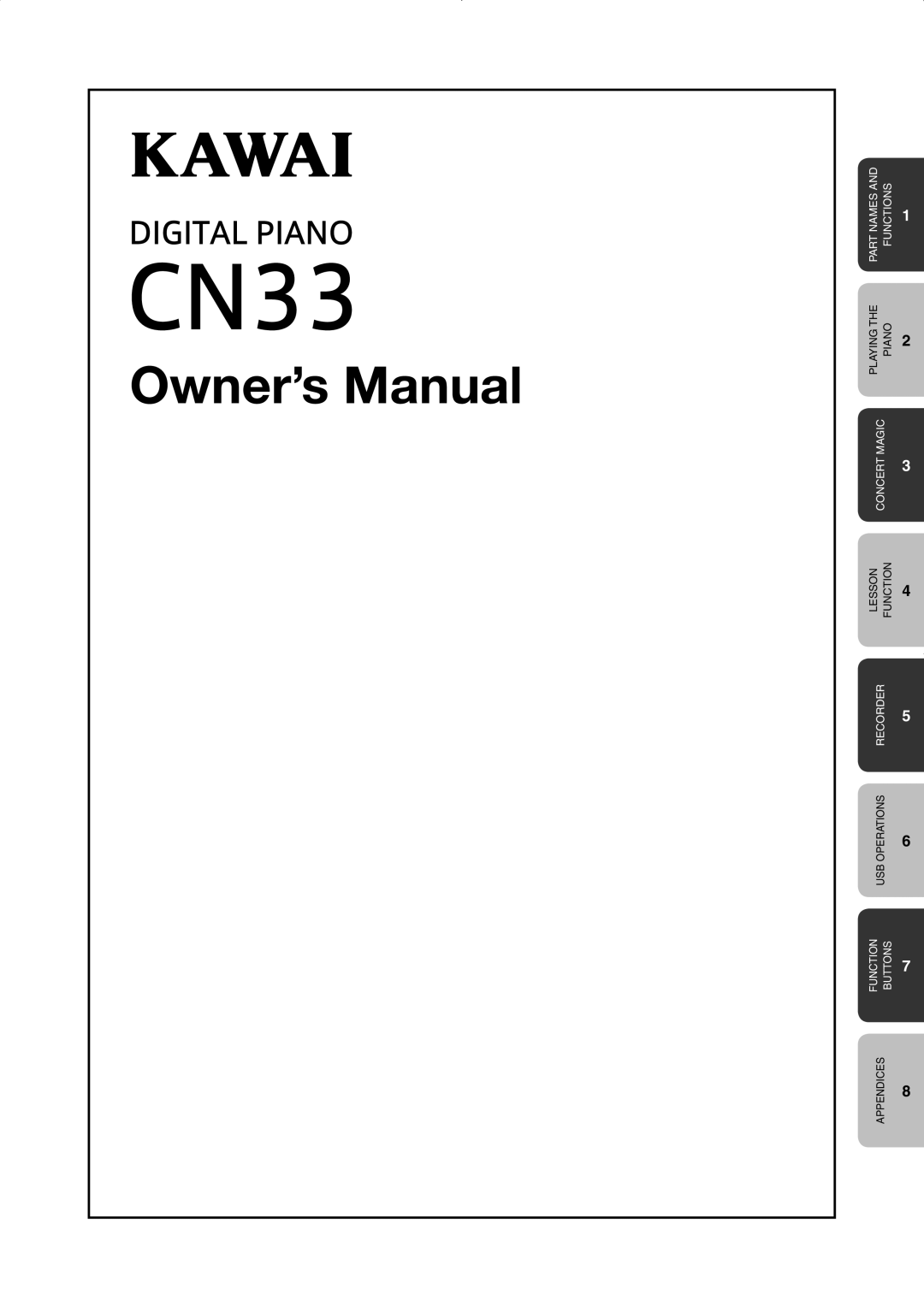 Kawai CN33 manual Appendices 