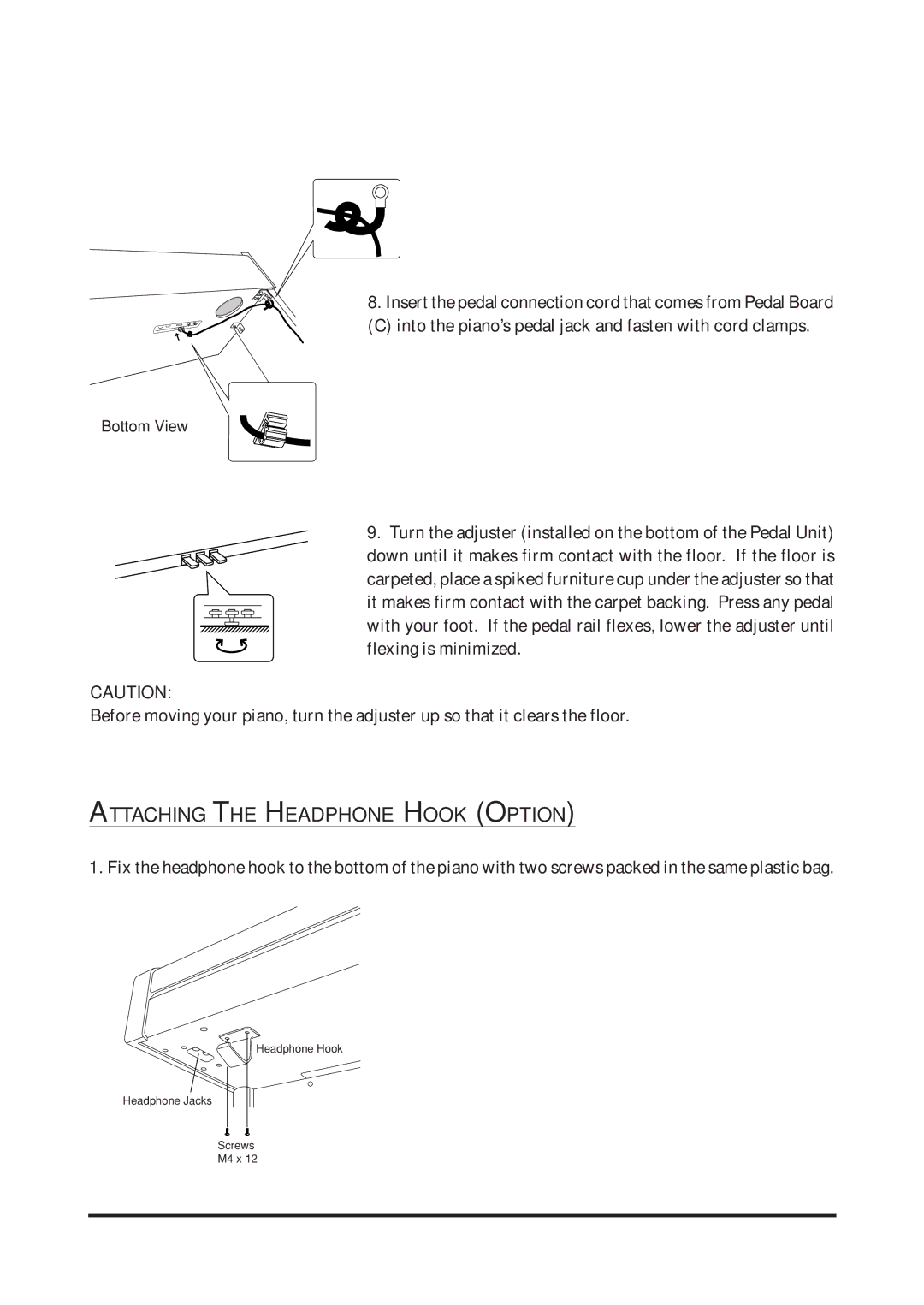 Kawai CN4 manual Attaching the Headphone Hook Option 