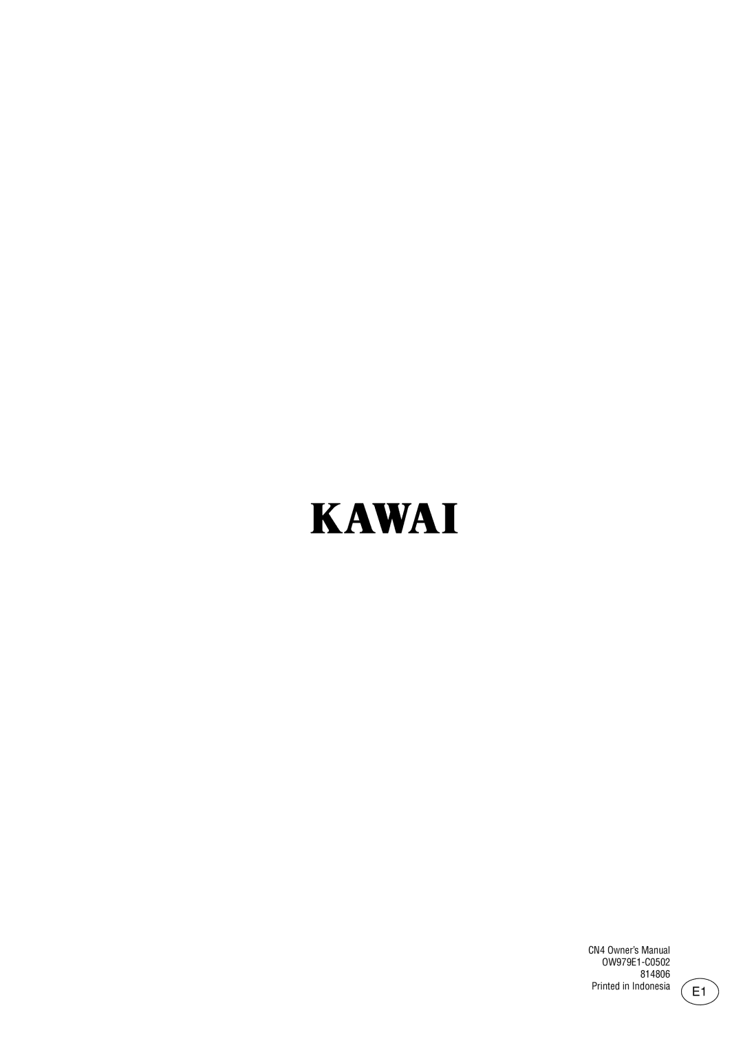 Kawai CN4 manual OW979E1-C0502 814806 