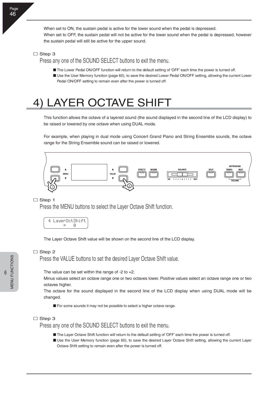 Kawai CN41 manual Layer Octave Shift 