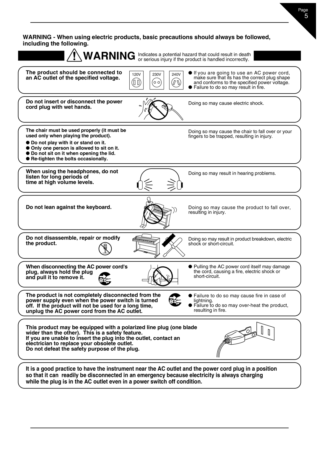 Kawai CN41 manual Product should be connected to 