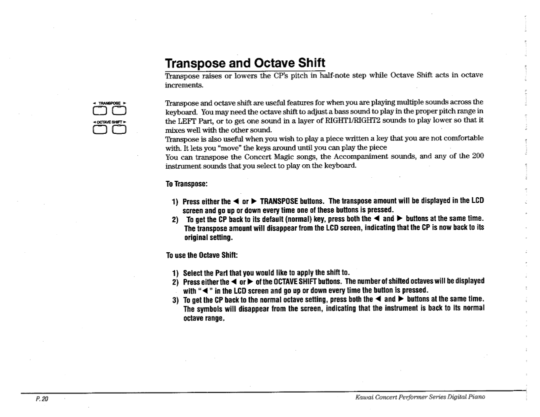 Kawai CP110 manual 