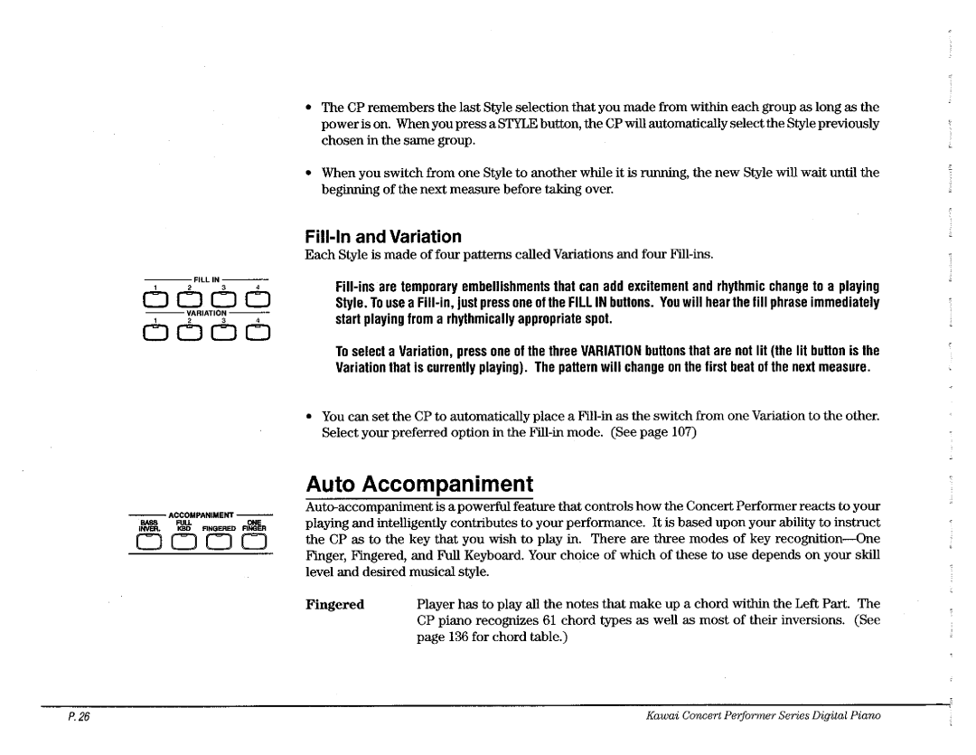 Kawai CP110 manual 