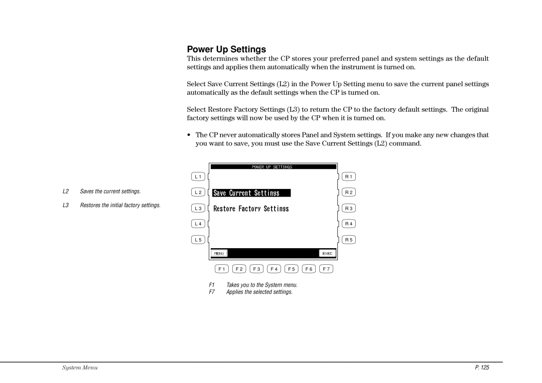 Kawai CP115 manual Power Up Settings 