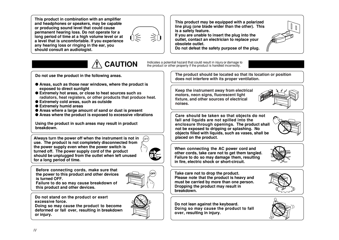 Kawai CP115 manual Off 