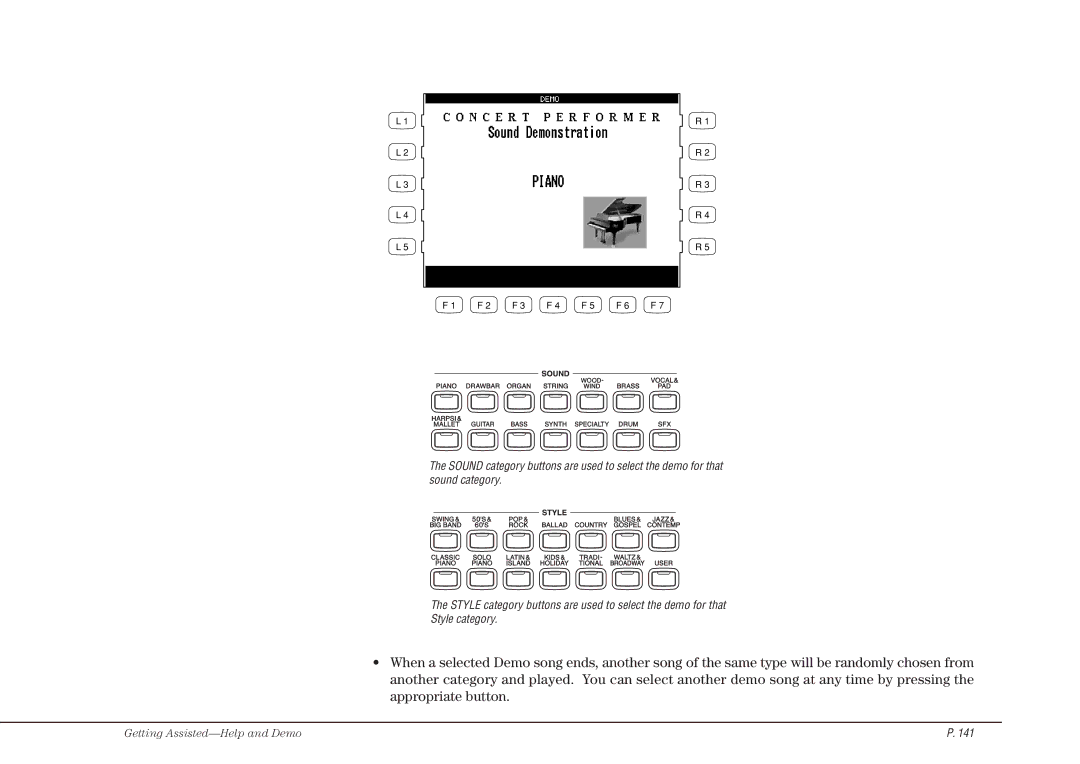 Kawai CP117 manual Getting Assisted-Help and Demo 