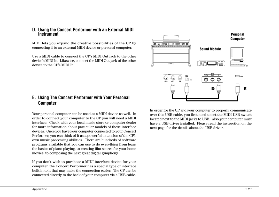 Kawai CP117 manual Using The Concert Performer with Your Personal Computer, Personal Computer Sound Module 