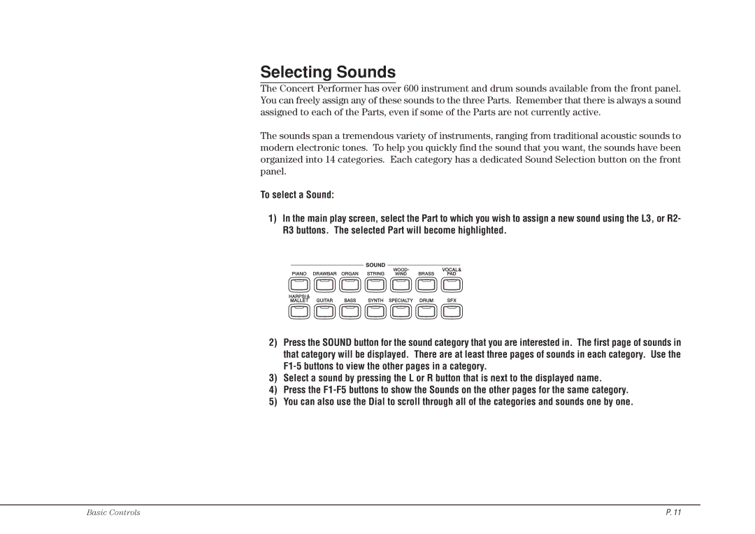 Kawai CP117 manual Selecting Sounds 