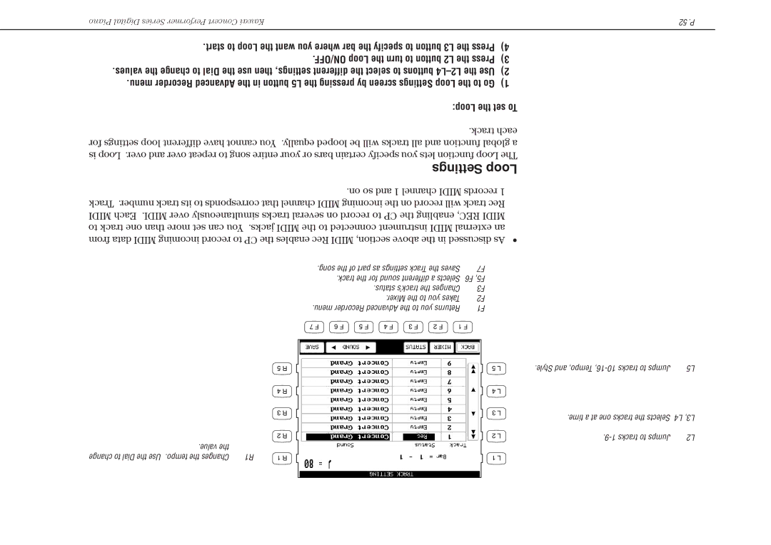 Kawai CP117 manual Loop the set To, Value 