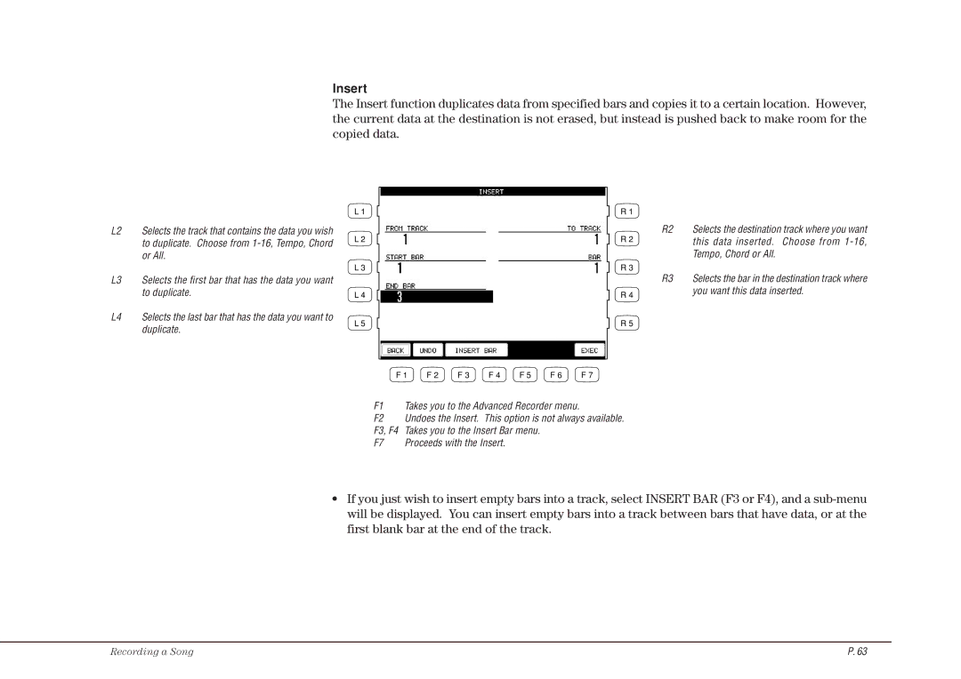 Kawai CP117 manual Insert, You want this data inserted 