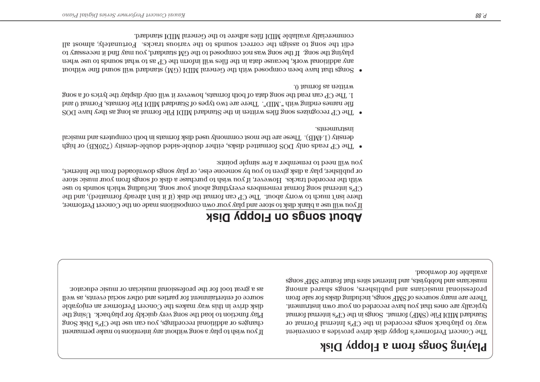 Kawai CP117 manual Disk Floppy on songs About, Instruments, Points simple few a remember to need will you 