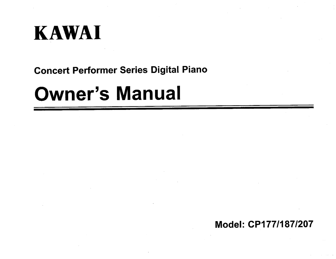 Kawai CP207, CP177, CP187 manual 