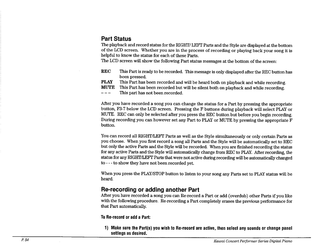 Kawai CP207, CP177, CP187 manual 