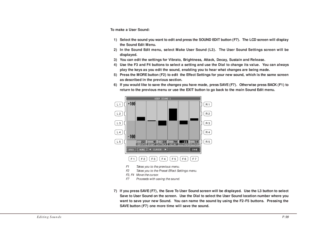 Kawai CP205/CP185 manual Editing Sounds 