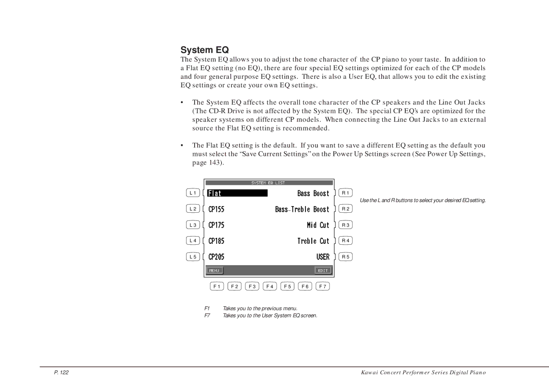 Kawai CP205/CP185 manual System EQ 