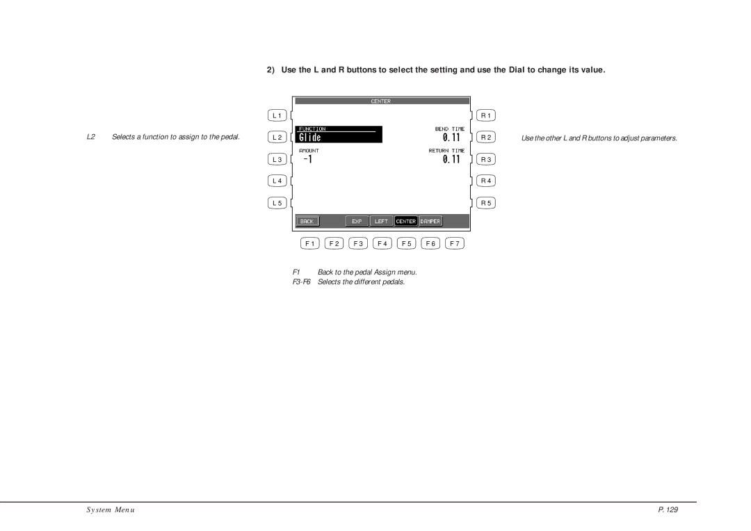 Kawai CP205/CP185 manual Use the other L and R buttons to adjust parameters 