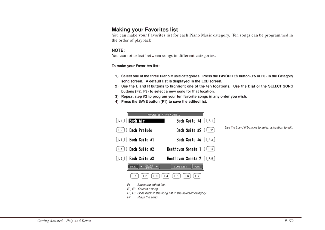 Kawai CP205/CP185 manual Making your Favorites list 