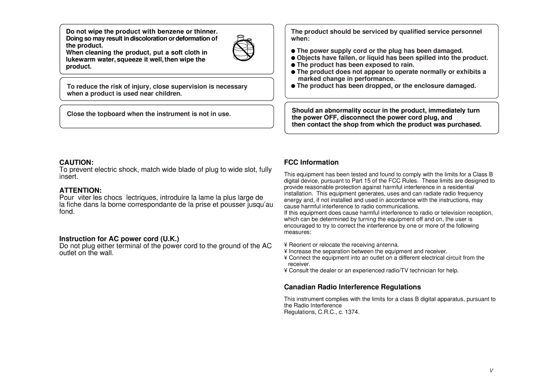 Kawai CP205/CP185 manual Instruction for AC power cord U.K 