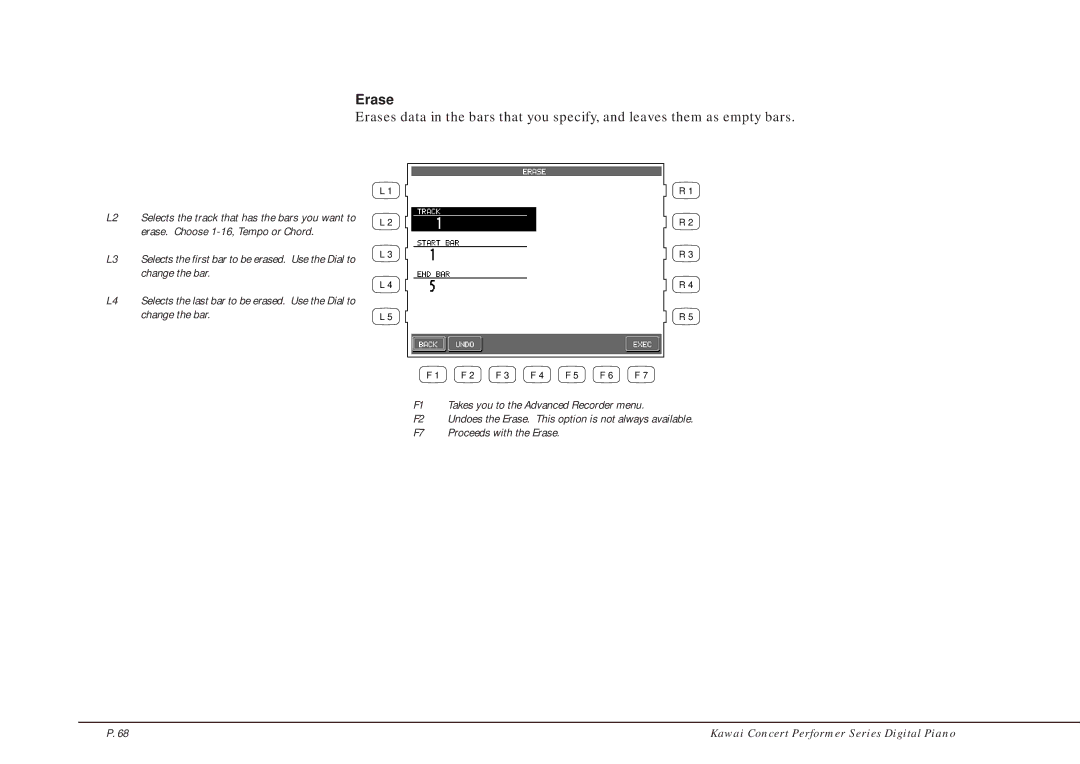 Kawai CP205/CP185 manual Erase 