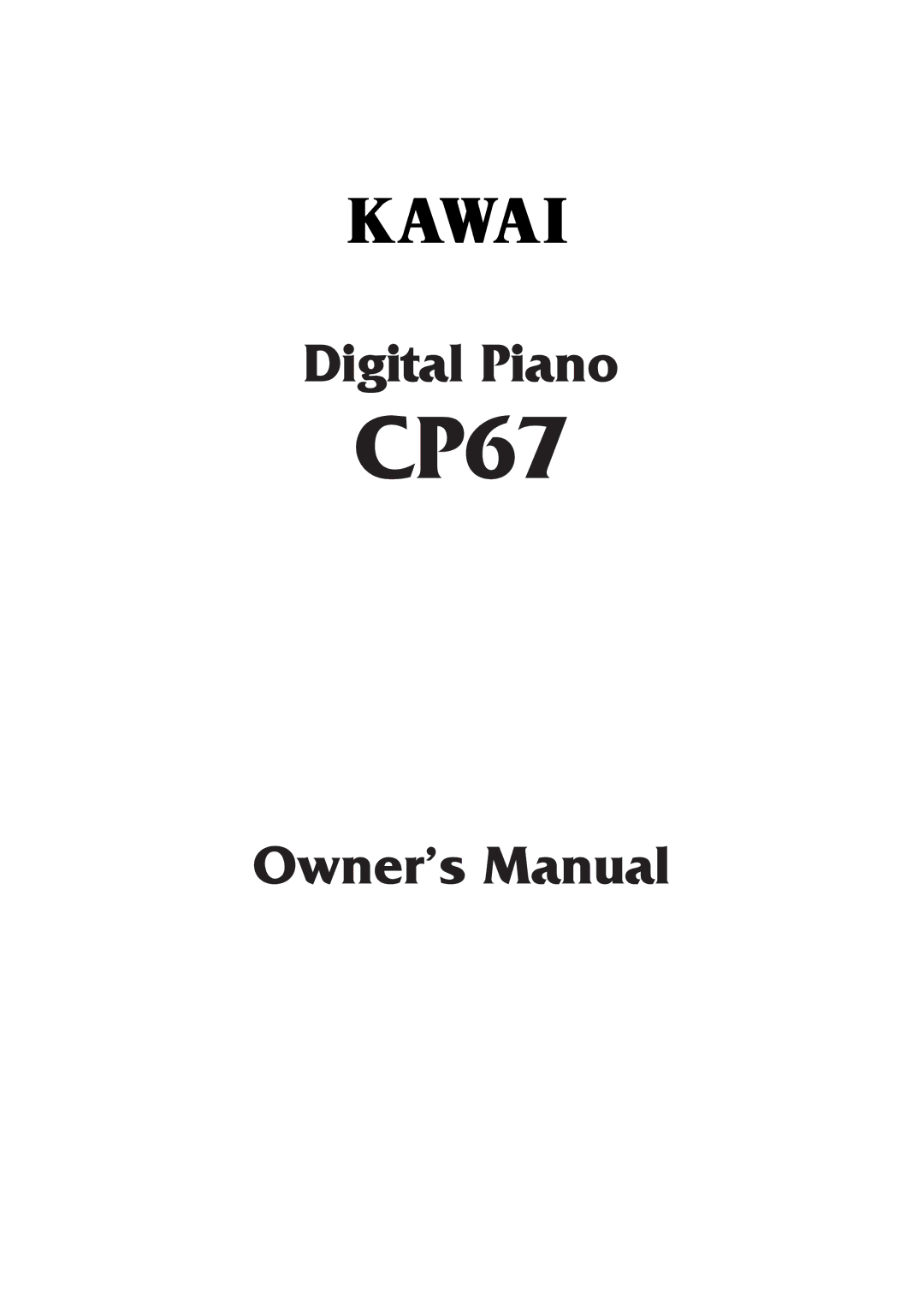 Kawai CP67 manual 