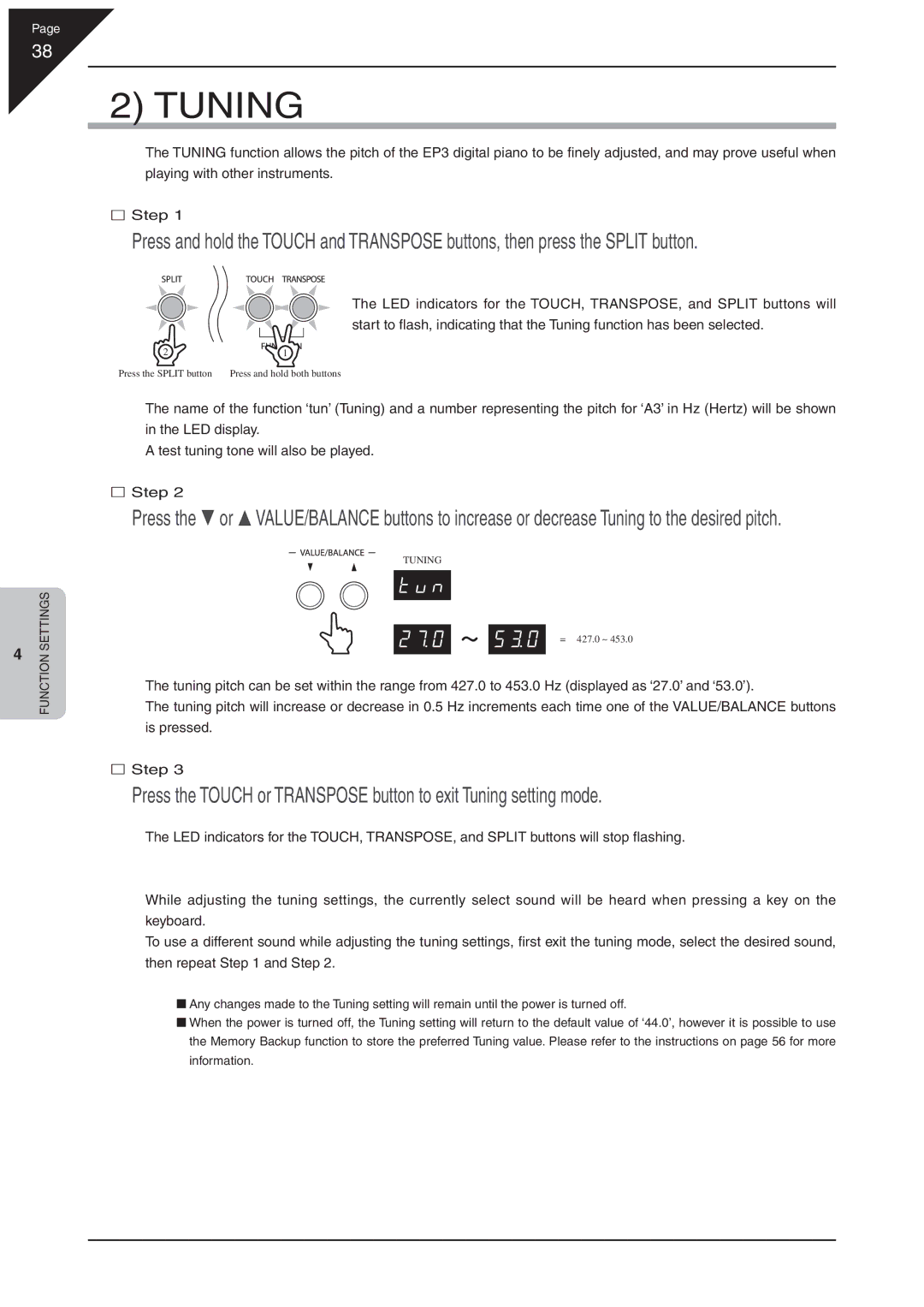 Kawai EP3 manual Tuning 