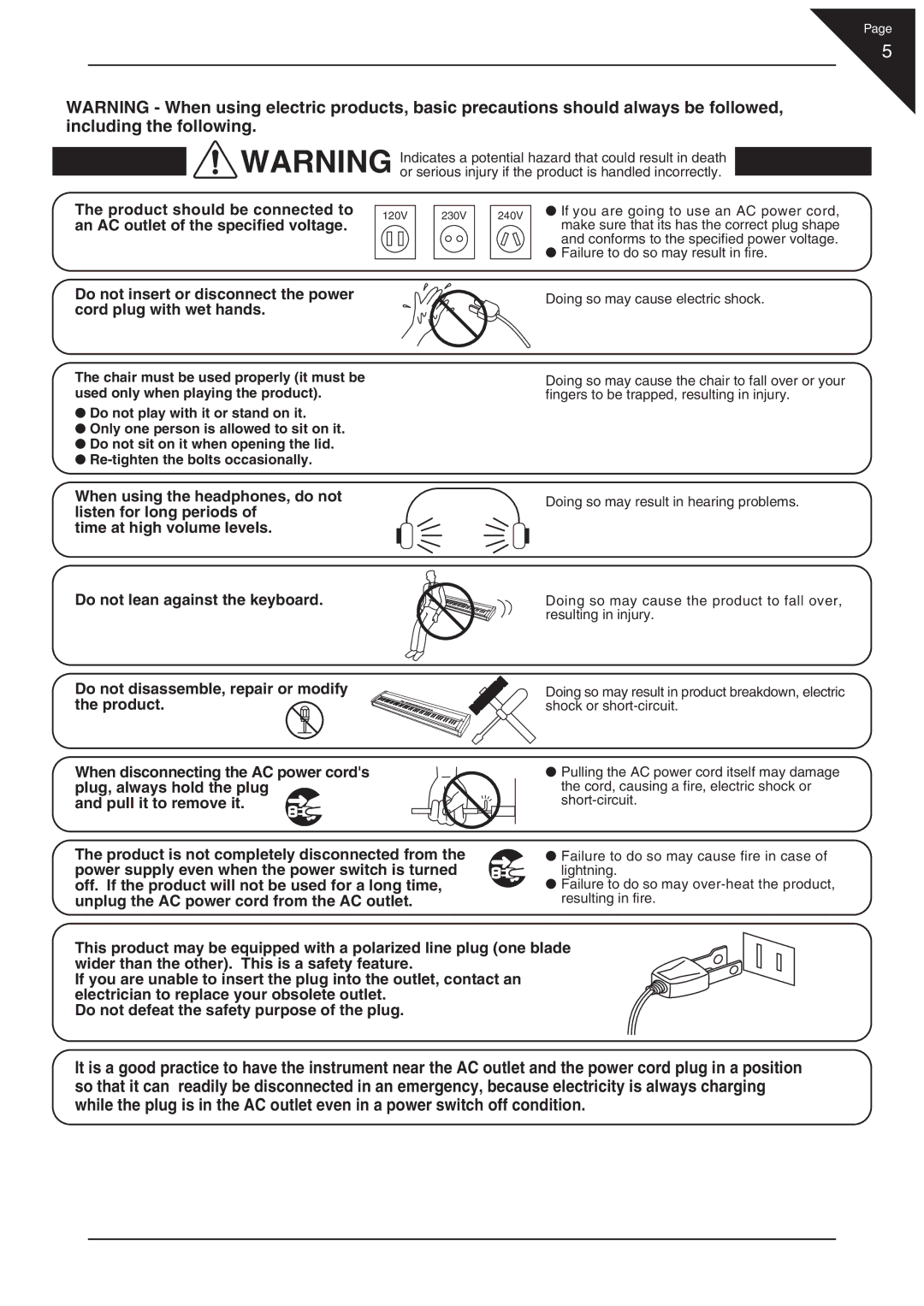 Kawai EP3 manual Product should be connected to 