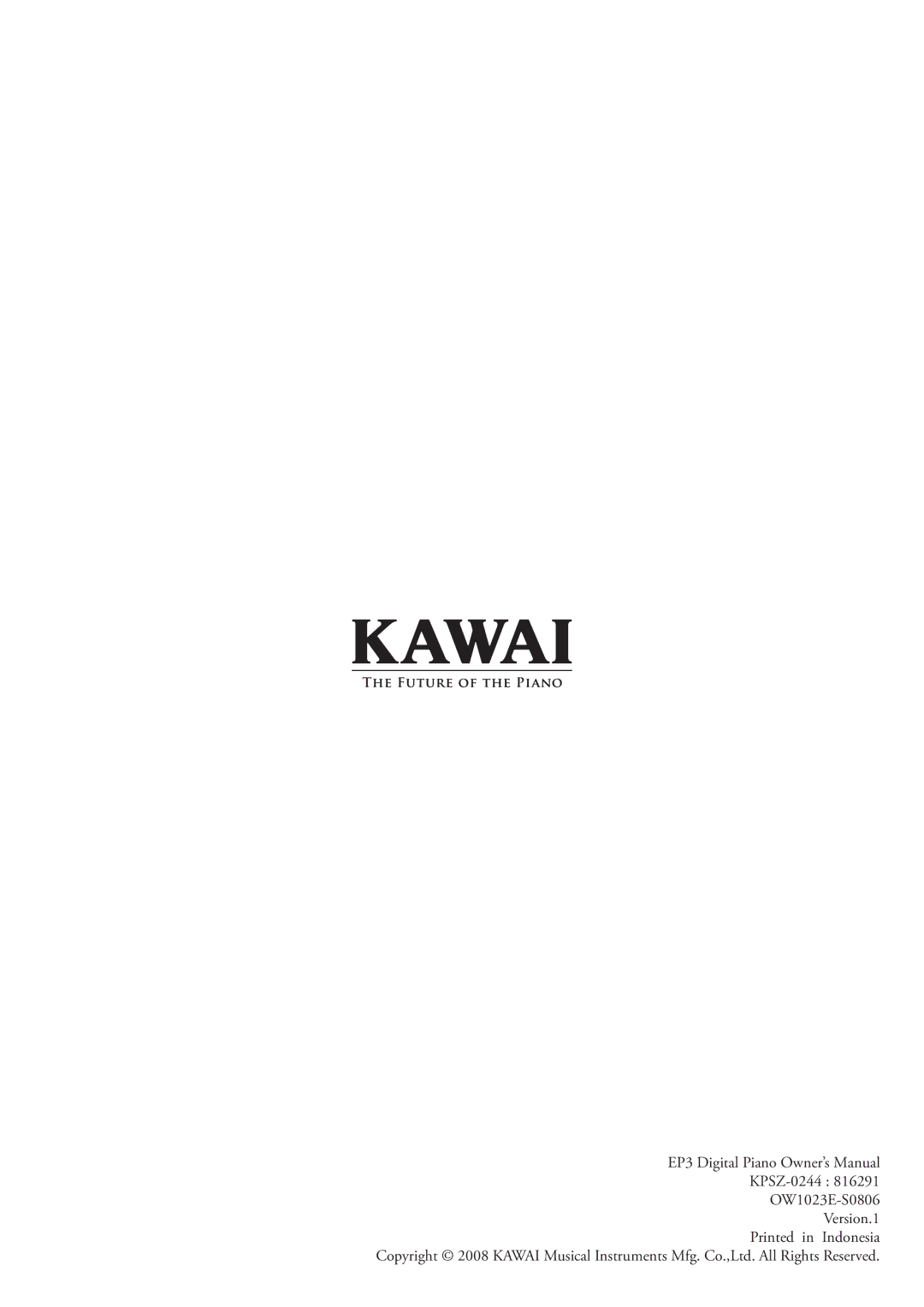 Kawai EP3 manual KPSZ-0244 OW1023E-S0806 Version.1 