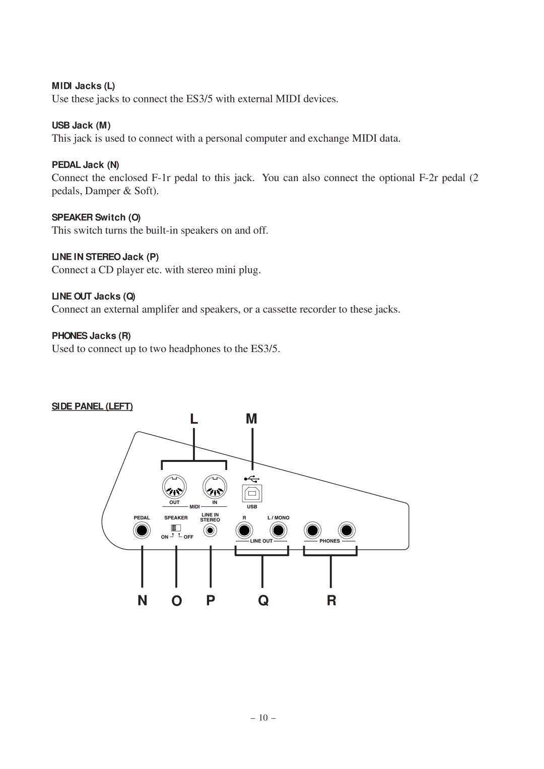 Kawai ES5, ES3 manual P Q R 