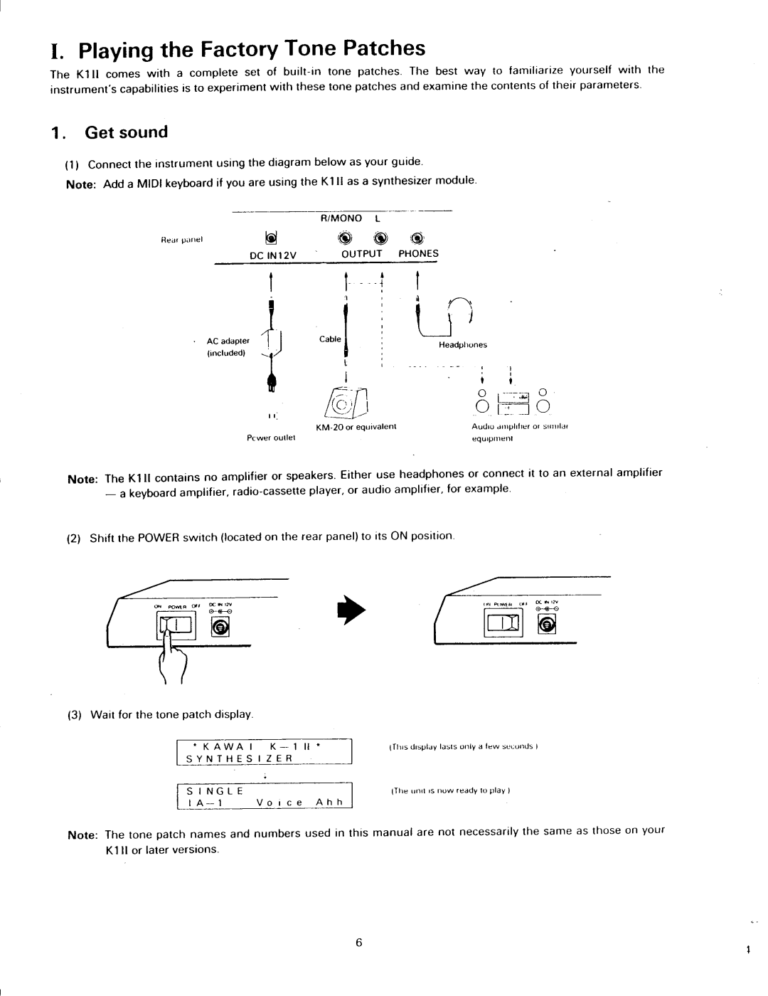 Kawai K1II manual 