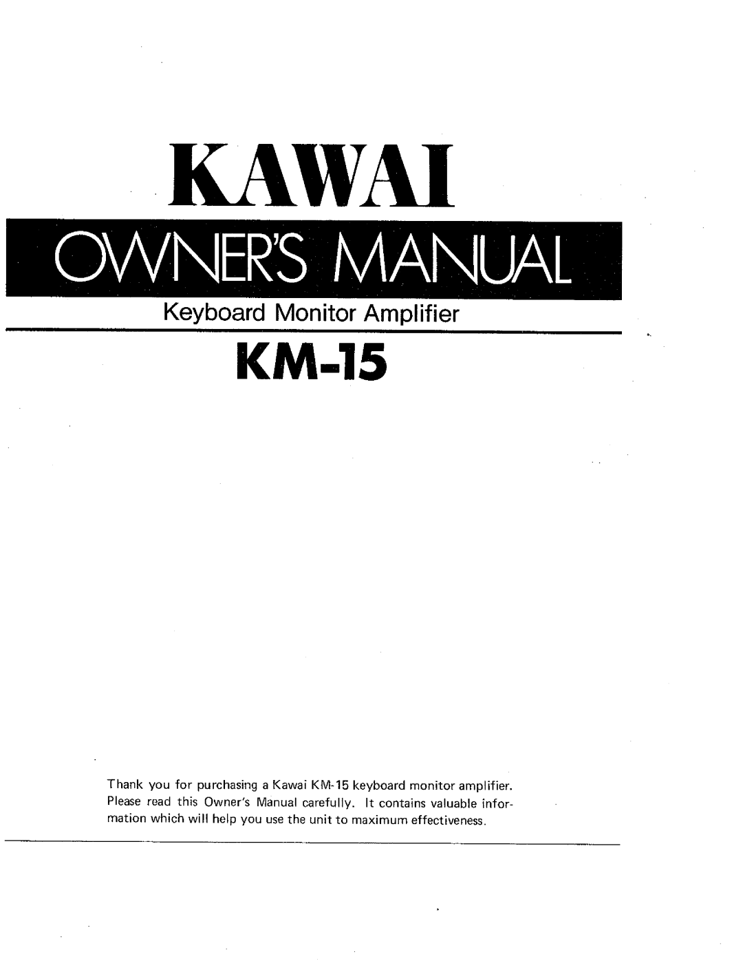 Kawai KM-15 manual 