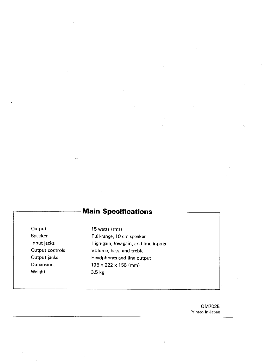 Kawai KM-15 manual 